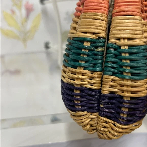 J. Crew Woven Half-Moon Straw Clutch in Tan, Coral, Teal, Navy - Picture 14 of 15